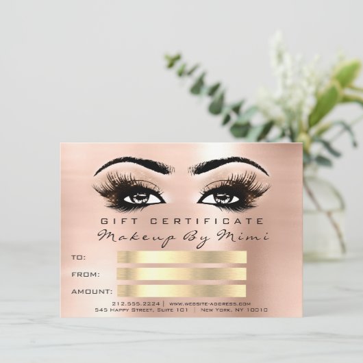 ピンクのバラまつメイクアップアーティスト証明書贈り物 (スタンド正面)