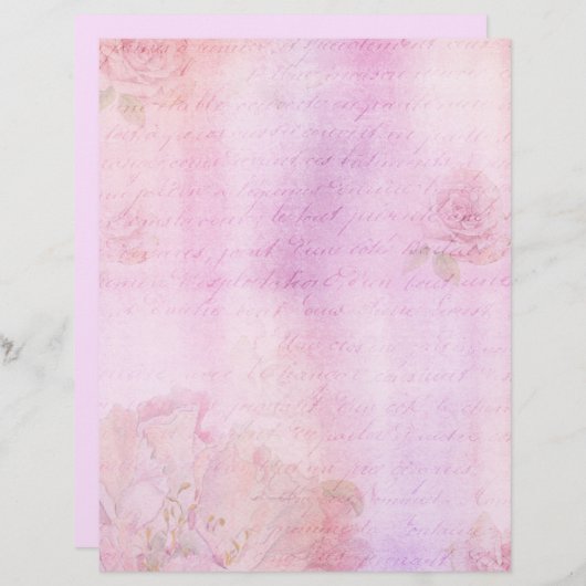 ピンクのバラみすぼらしいシックなスクラップブックエフェメラ (正面/裏面)