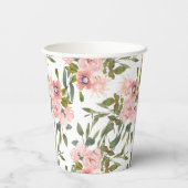 ピンクのバラをテーマにした誕生日ウェディングペーパーカップ 紙コップ (裏面)