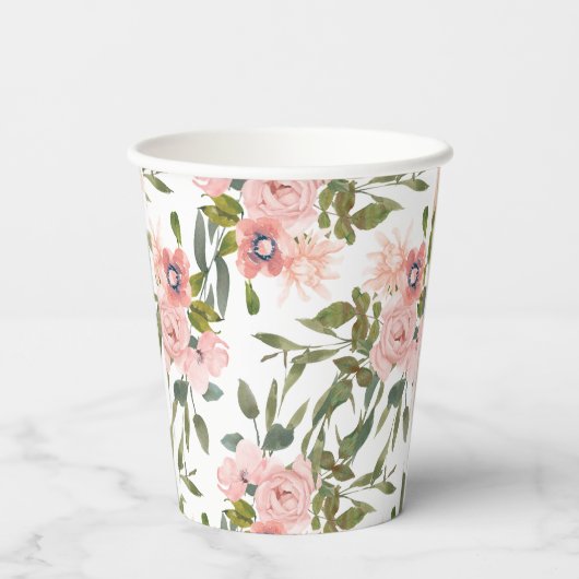 ピンクのバラをテーマにした誕生日ウェディングペーパーカップ 紙コップ (裏面)