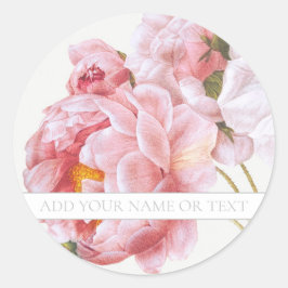 ピンクのバラを持つレッドテ封筒用シール ラウンドシール