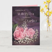 ピンクのバラを持つ娘のための母の日カード カード (黄色い花)