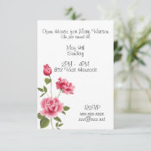 ピンクのバラを持つ誕生日の招待状 招待状 (スタンド正面)