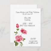 ピンクのバラを持つ誕生日の招待状 招待状 (正面/裏面)