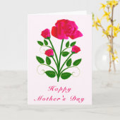 ピンクのバラを添えた母の日用カード カード (黄色い花)
