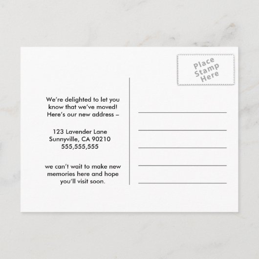 ピンクのバラを移動したアドレスの変更 案内ポストカード (裏面)