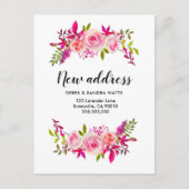 ピンクのバラを移動したアドレスの変更 案内ポストカード (正面)