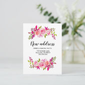 ピンクのバラを移動したアドレスの変更 案内ポストカード (スタンド正面)