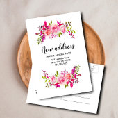 ピンクのバラを移動したアドレスの変更 案内ポストカード