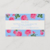 ピンクのバラを青いフローラ名刺 名刺 (裏面)