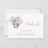 ピンクのバラエレガントスブライダルシャワー感謝していユー サンキューカード (正面)