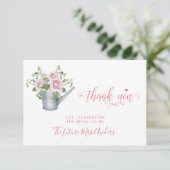 ピンクのバラエレガントスブライダルシャワー感謝していユー サンキューカード (スタンド正面)