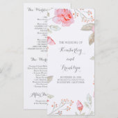 ピンクのバラエレガントズウォーター結婚式 プログラム (正面/裏面)
