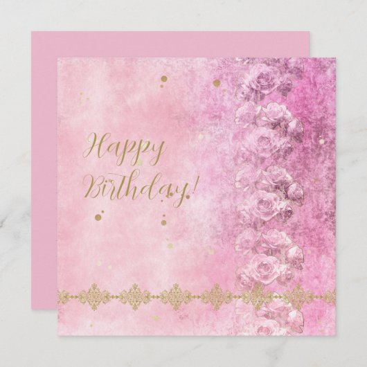 ピンクのバラグランジズダマスク – グリーティングカード シーズンカード (正面/裏面)