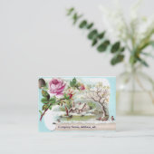 ピンクのバラスクロールビクトリア時代の人貿易カード 名刺 (スタンド正面)