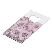 ピンクのバラスケッチ クレジットカード栓抜き (正面アングル)