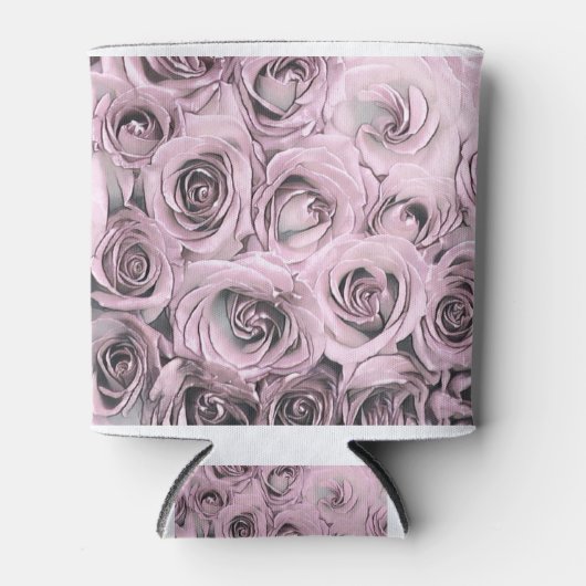 ピンクのバラスケッチ 缶クーラー (正面)