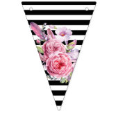 ピンクのバラストライプとかわいらしフローラ結婚の バンティングフラッグ (第2の旗)