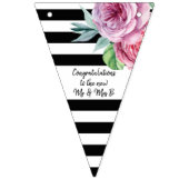 ピンクのバラストライプとかわいらしフローラ結婚の バンティングフラッグ (第1の旗)