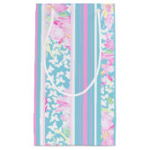 ピンクのバラストライプスフェイクパッチワーク小抱き枕 スモールペーパーバッグ (正面)