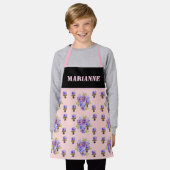 ピンクのバラバラ水の色カスタマイズ可能な子供の女の子 エプロン (着用した状態)