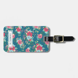 ピンクのバラパターン-名前をカスタムするの住所 ラゲッジタグ