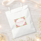 ピンクのバラパーソナライズされたス結婚のケーキのバッグ フェイバーバッグ (クリップ留めされた状態)