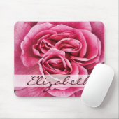 ピンクのバラパーソナライズされた マウスパッド (マウス)