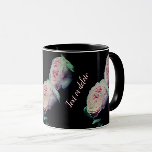 ピンクのバラパーソナライズされた マグカップ (正面右)