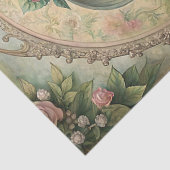 ピンクのバラビクトリアンの水色のヴィンテージ女性 薄葉紙 (詳細)