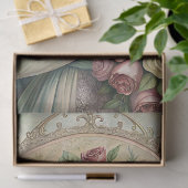 ピンクのバラビクトリアンの水色のヴィンテージ女性 薄葉紙 (ギフト)