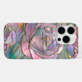 ピンクのバラフェイクスのステンドグラスデザイン Case-Mate iPhoneケース (裏面 (横))