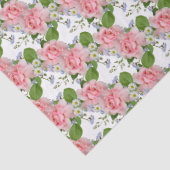 ピンクのバラフェミニンと夏の花 薄葉紙 (詳細)