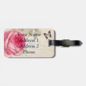 ピンクのバラフランスのアクセントの荷札 ラゲッジタグ (裏面横)