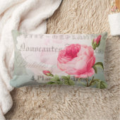 ピンクのバラフランスのアクセント腰枕 ランバークッション (ブランケット)