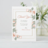 ピンクのバラフレームのサンキューカード 招待状 (スタンド正面)