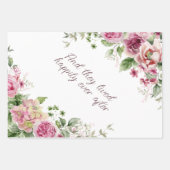 ピンクのバラフレーム  - あなただけの特別なメッセージ ラッピングペーパーシート (正面2)