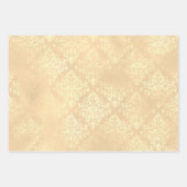 ピンクのバラフローラドット金ゴールドティール(緑がかった色)ヴィンテージシックなエレガン ラッピングペーパーシート (正面3)