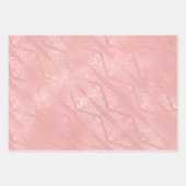 ピンクのバラフローラドット金ゴールドティール(緑がかった色)ヴィンテージシックなエレガン ラッピングペーパーシート (正面2)