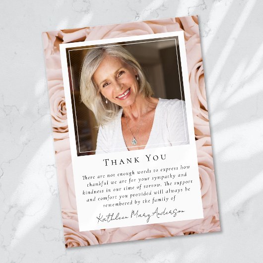 ピンクのバラフローラ写真記念 サンキューカード