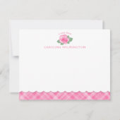 ピンクのバラフローラ植物用名門私立校風の格子状貝柱 ノートカード (正面)