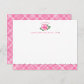 ピンクのバラフローラ植物用名門私立校風の格子状貝柱 ノートカード (正面/裏面)