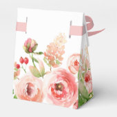 ピンクのバラフローラ緑の女の子ベビーシャワー フェイバーボックス (裏面サイド)