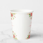 ピンクのバラフローラ緑の女の子ベビーシャワー 紙コップ (右)