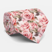 ピンクのバラフローラ花 ネクタイ (ロール)