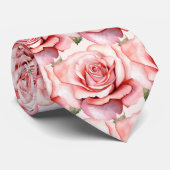 ピンクのバラフローラ花 ネクタイ (ロール)