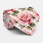 ピンクのバラフローラ花 ネクタイ (ロール)