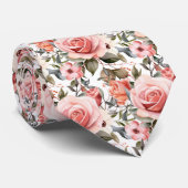 ピンクのバラフローラ花 ネクタイ (ロール)