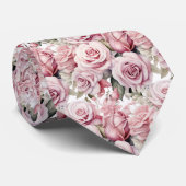 ピンクのバラフローラ花 ネクタイ (ロール)