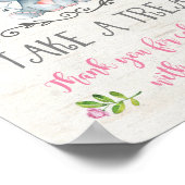 ピンクのバラフローラ象の好意サインのトリートサイン ポスター (角)